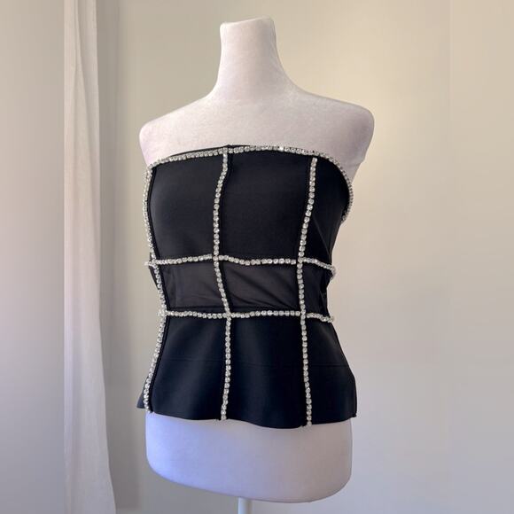NWT Bella Barnett Black Rhinestone Tube Top - Picture 3 of 9